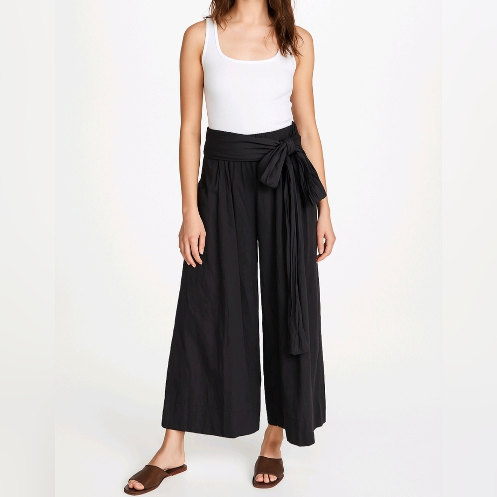 Album Di Famiglia Pants Black Wide Leg Tie Sash Pull On ITALY Size XS